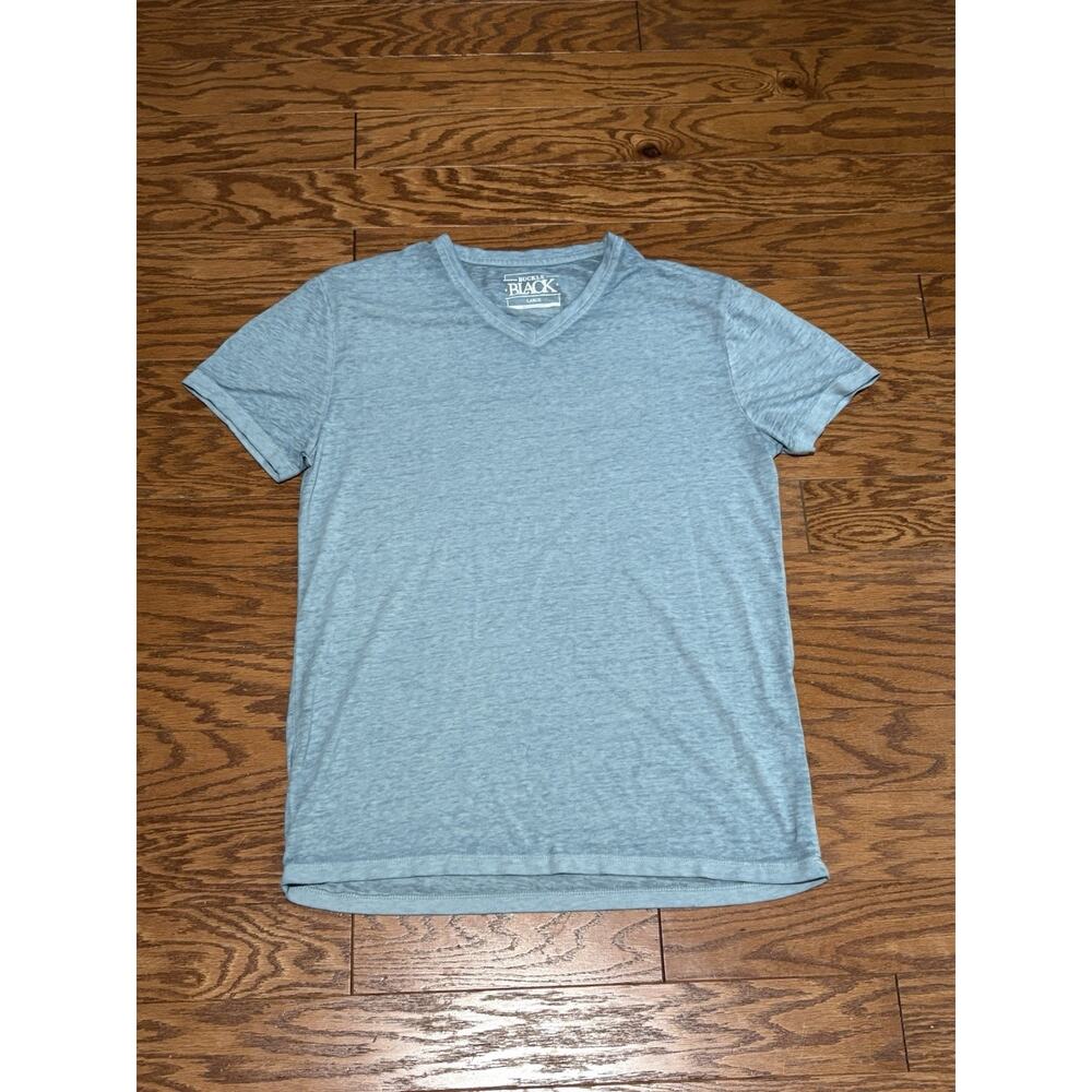 BKE Exclusive Men's Blue White Reverse V-Neck Lightweight T-Shirt, Size Large